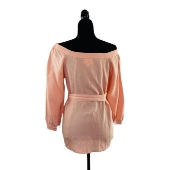 Anthropologie Alanis Tunic Top Belted Off Shoulder Peach by Maeve Womens Size 4 - Picture 5 of 9